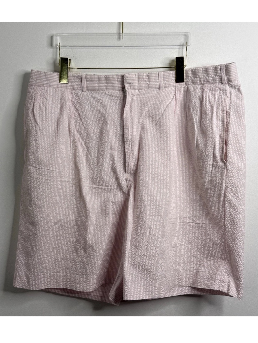 Polo Ralph Lauren Shorts Mens 42T Pink White Striped Seersucker Preppy Classic